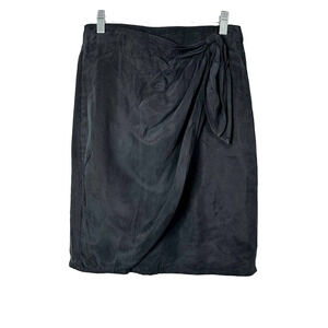J. Crew Women's Knot Side Lined Asymmetrical Hem Wrap Mini Skirt Black Size 0